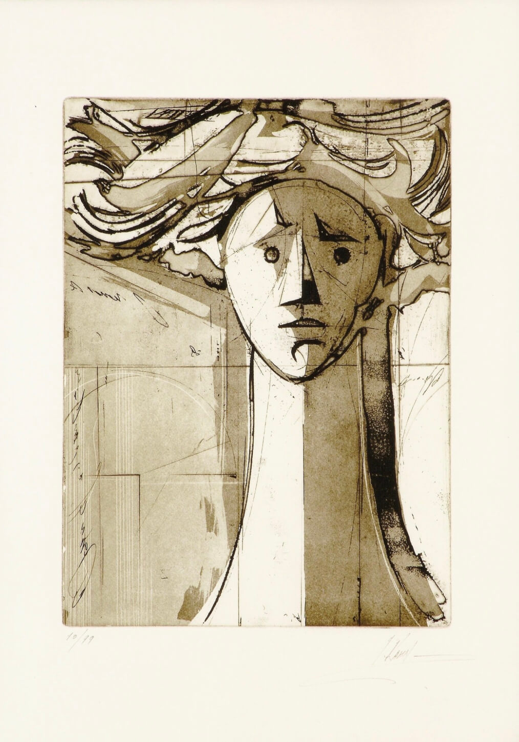 Isaac Kahn | Etching - Head of Woman